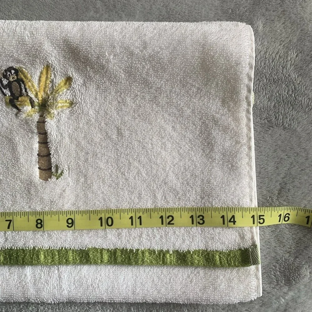 Casaba Kids Animals Zebra Monkey Giraffe Palm Embroidered Towel Bath Set of 3